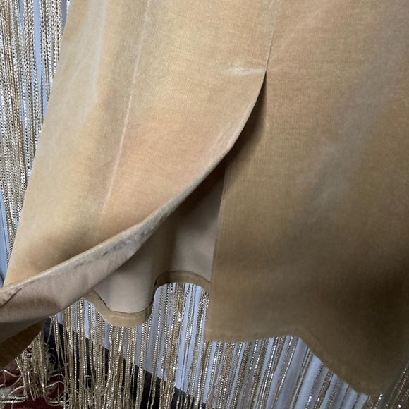 Vintage handmade tan corduroy zip closure back slit a line midi skirt - Picture 4 of 5